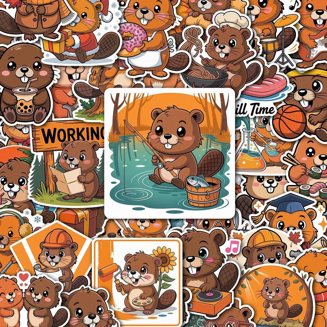60pcs Beaver Stickers for Water Bottle, Laptop - Funny Beaver Gifts ...
