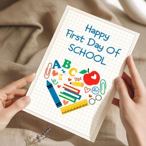 Happy First Day Of School Card, New School Year Card, Back To School Card, First Day School Card, Happy 1st Day Of School