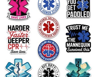 10 Pcs Emergency Medical Technician Stickers, EMT Stickers, Funny Paramedic Stickers for Water Bottle Laptop Journal Stickers, EMT Gifts