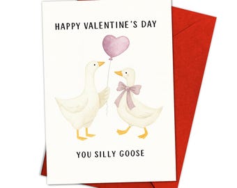I Love You Silly Goose Valentines Card for Husband Wife Boyfriend Girlfriend, Heartfelt Wedding Anniversary Card, Funny Love Birthday Cards