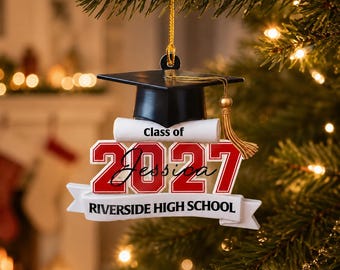 Custom Class Of 2026 2027 2D Flat Senior Ornament, Personalized Acrylic Ornament, Christmas Gift For Senior, For Graduation