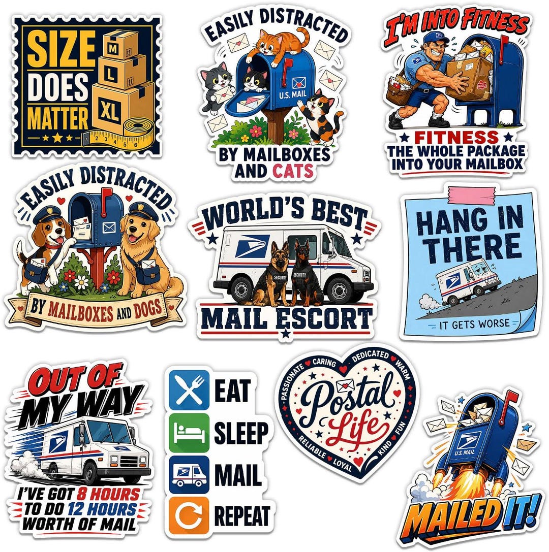 Mail Sticker Mail Carrier Sticker Pack, Funny Mail Delivery Postal Worker Sticker ...