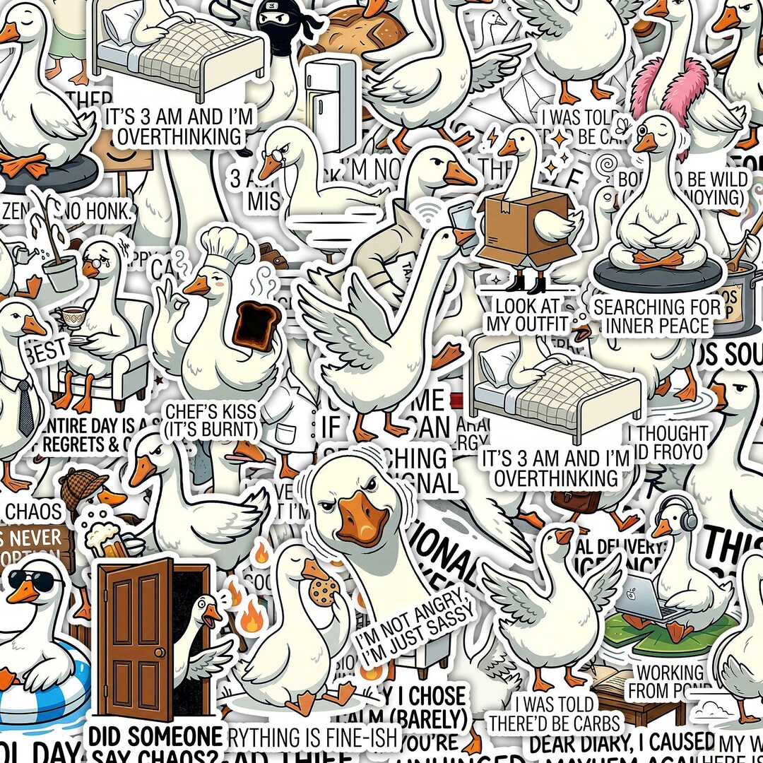 100PCS Silly Goose Sticker Funny Goose Stickers, Cute Goose Stickers ...