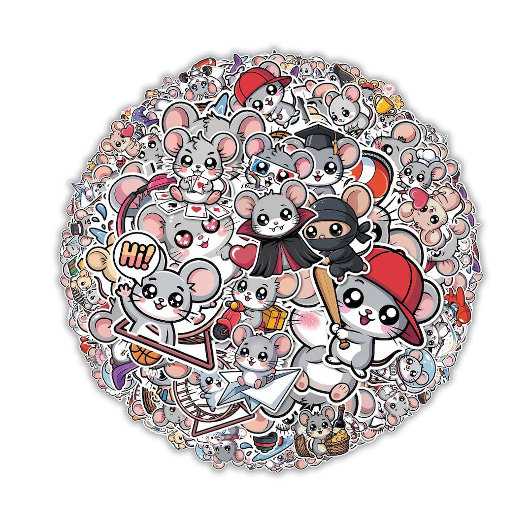 Mouse Sticker Pack 60pcs Cute Little Mouse Stickers Featuring Daily ...