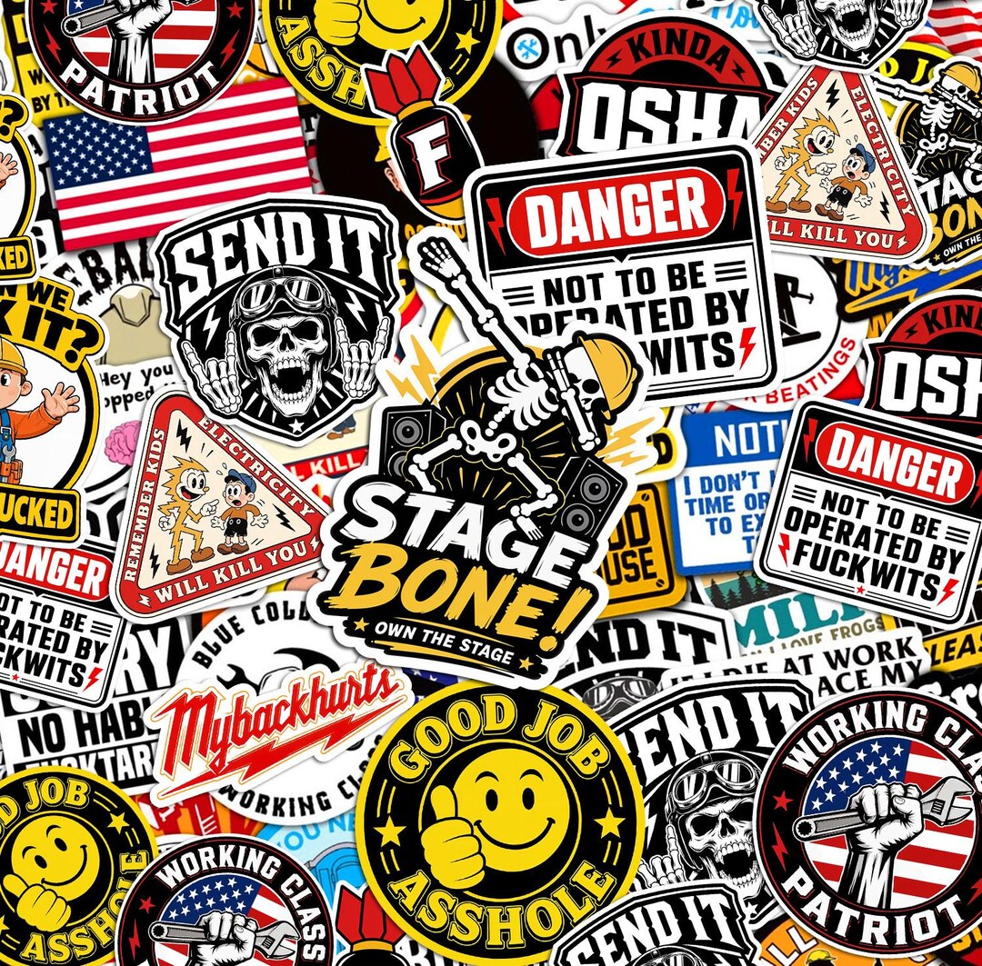 50pcs Blue Collar Stickers, Funny Working Class Vinyl Decals ...