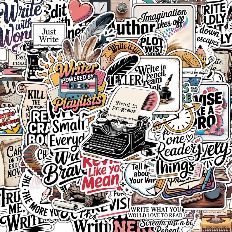 Creative Writing Sticker Writer Stickers Pack 60pcs Writing Planner Decals, Writer Life Laptop ...