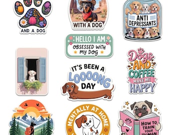COMBO 10 PCS Cute Dog Stickers, Dog Mom, Kawaii Dog, Decorative Dog Lover, Accessories and Gifts for Moms, Owners, and Dog Lovers