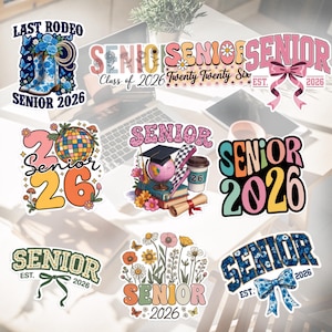COMBO 10 Pcs Senior Class of 2026 Sticker Pack, 10 Pastel Vinyl Stickers, Graduation, Senior Year, Class of 2026, High School Graduation