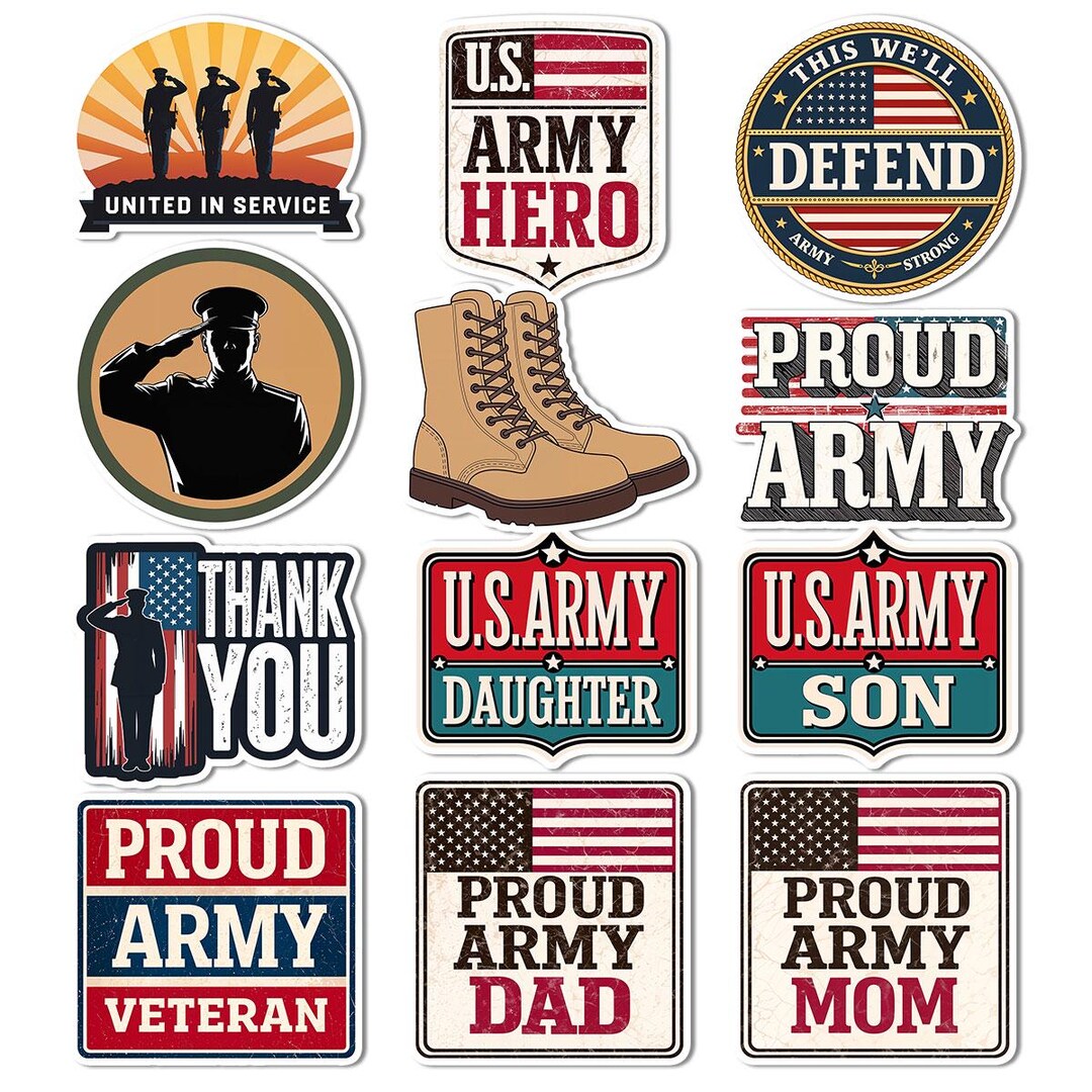 12pcs Tactical Military Stickers Pack, Vinyl Army Stickers, Patriotic ...