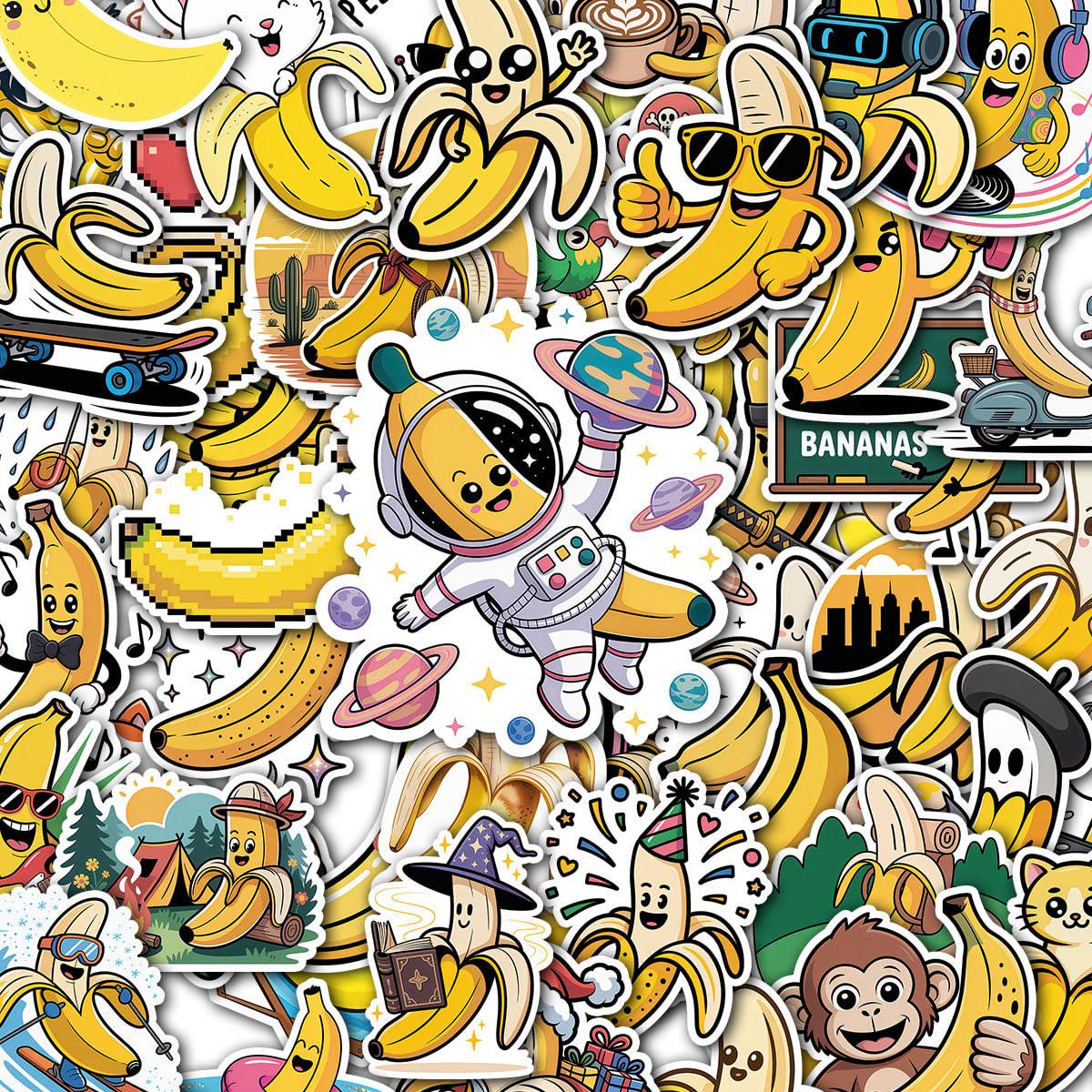 Funny Banana Sticker Pack 60pcs Cute Fruit Vinyl Decals Banana Stickers ...
