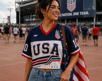 Custom USA Soccer Crop Jersey, Personalized America Women’s Football Shirt Summer Match 26
