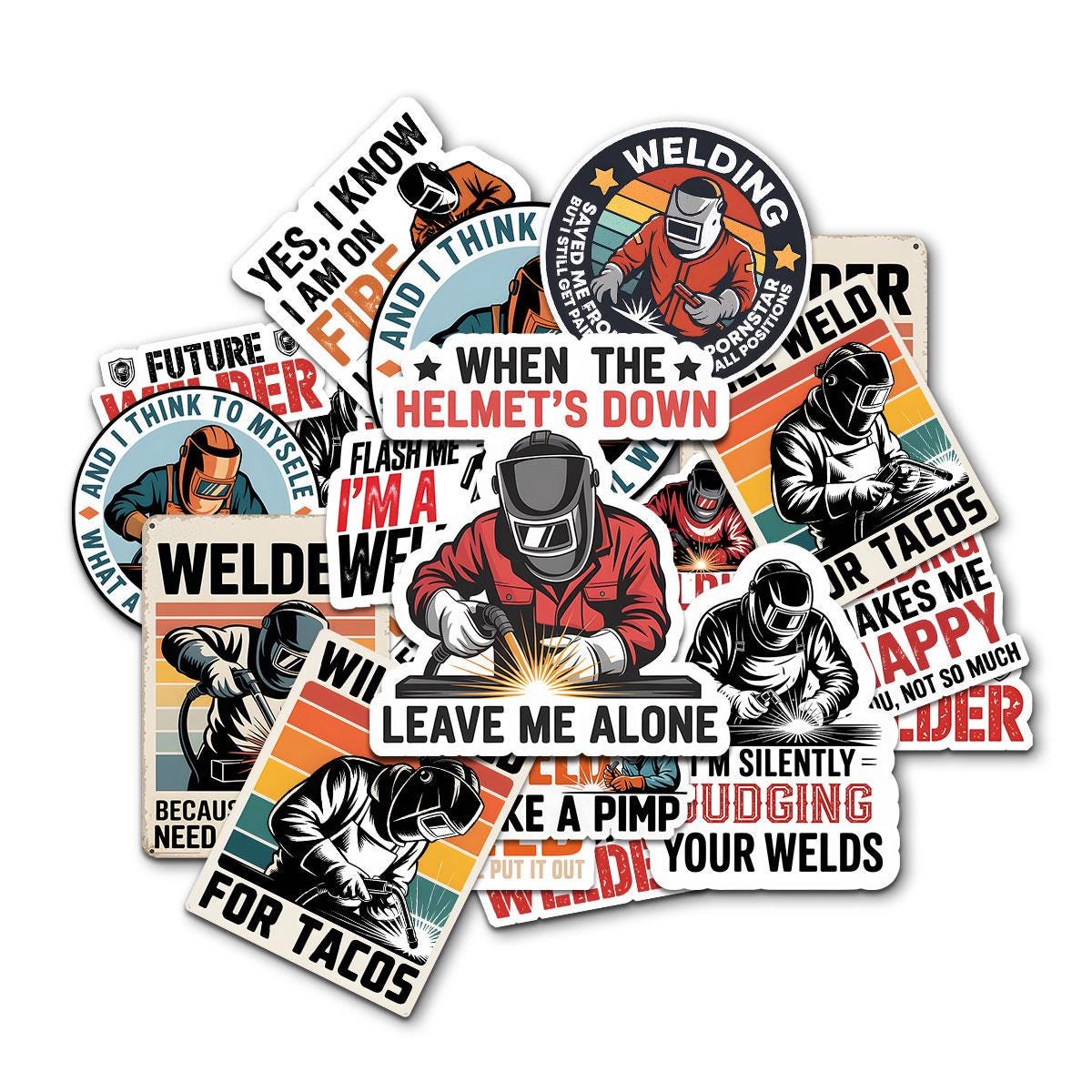 Animal Welding Sticker COMBO 12 PCS Welding Stickers Pack, Skull Welder Stickers, Retro Welder ...