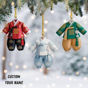 Personalized Hanbok Ornament 2025 : Korean Traditional Dress, Cultural Christmas Decor