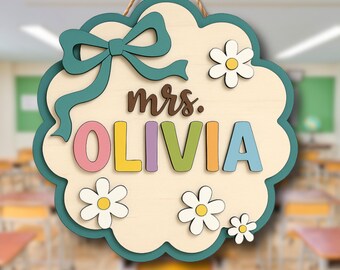 Personalized Teacher Gifts, 3D Teacher Door Sign, Teacher Welcome Sign, Classroom Door Sign, Back to School Gift, 1st Day of School Decor