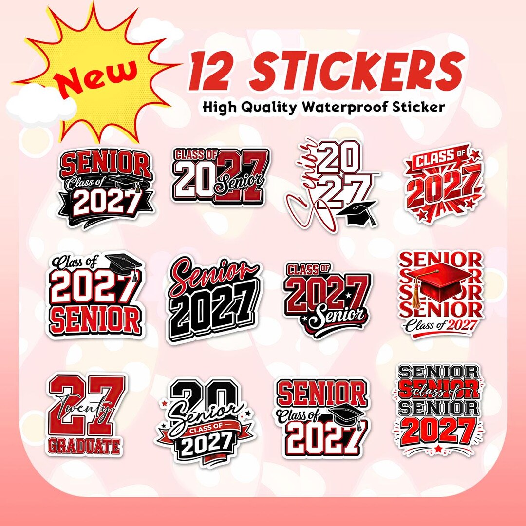 Graduation Sticker, 12pcs Senior 2027 Stickers, Class of 2027 Vinyl ...