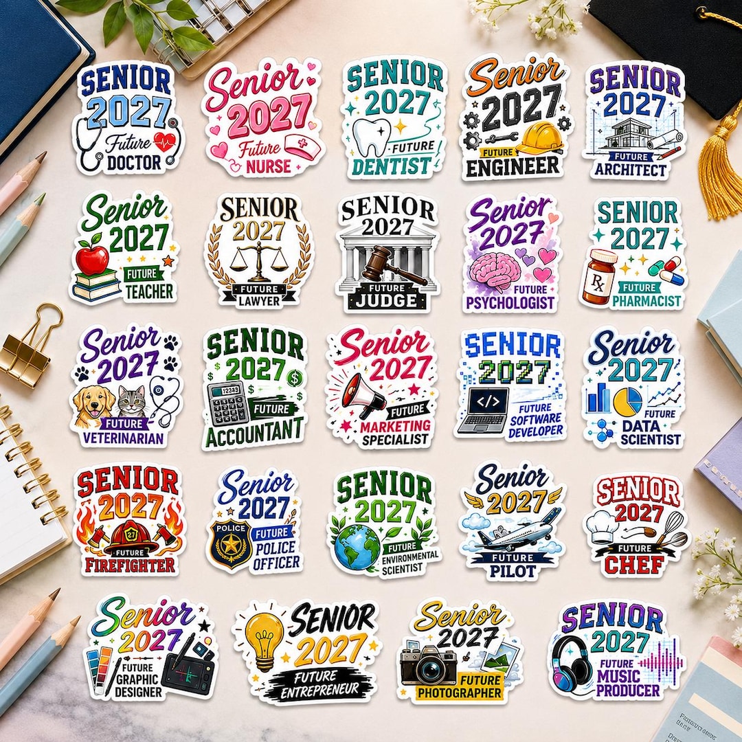 30pcs Senior 2027 Career Sticker Pack, Future Doctor Nurse Teacher ...
