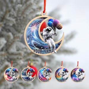 Personalized Space Ornament, Boy Astronaut Ornament, Solar System Ornament, Galaxy Custom Ornament, Rocketship Ornament, 2025 Holiday Gift