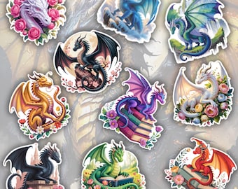 COMBO 10 PCS Cool Dragon Stickers, Cute Cartoon Dragon Waterproof Vinyl Sticker, Mysterious Creatures Fans Favorite Sticker