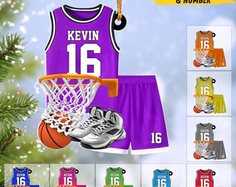 Personalized Basketball Jersey Christmas Ornament: Custom Name & Number Basketball Players Ornament, Basketball Keepsake, Gift For Kid