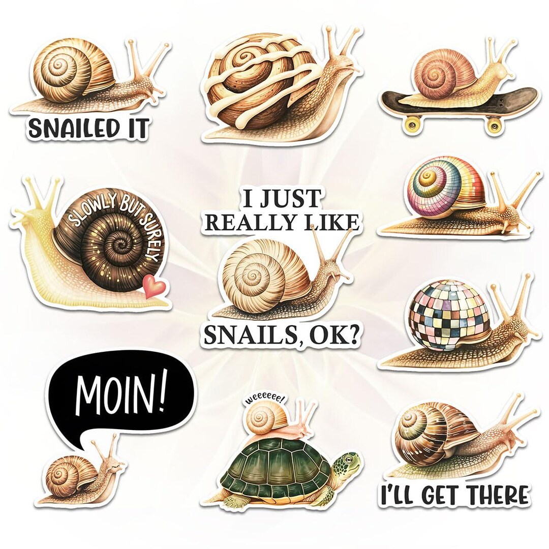 10pcs Snail Stickers Cute Nature Animal Vinyl Decals for Laptop Water ...