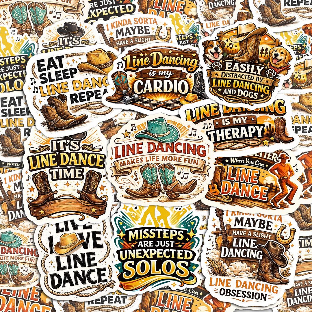 10pcs Line Dancing Stickers Pack, Western Dance Decal, Line Dance Lover ...
