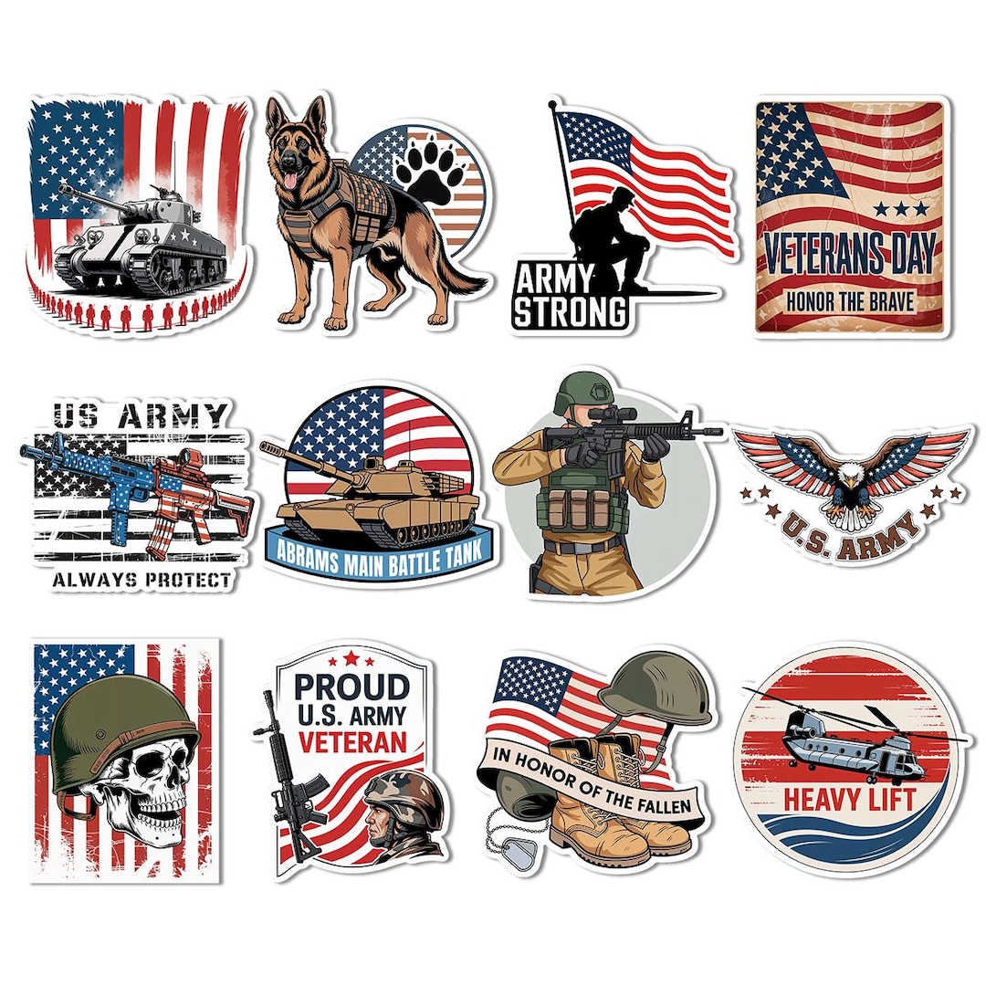 12pcs Tactical Military Stickers Pack, Vinyl Army Stickers, Patriotic ...