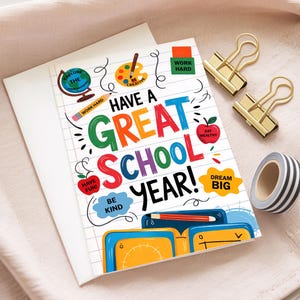 Have a Great School Year Card, New School Year Card, Back To School Card, Happy First Day School Card, Positive School Year Wishes Card