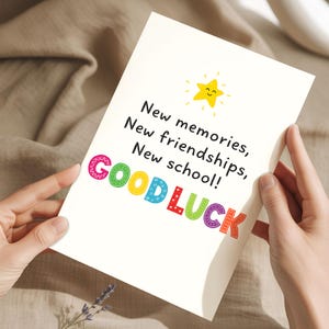 Good Luck Great School Year Card, New School Year Card, Back To School Card, Happy First Day School Card, Positive School Year Wishes Card