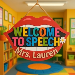 Speech Therapy Door Sign Slp Room Decor Speech Room Wooden Sign CCC SLP Teacher Custom Name Sign Hanger Speech Language Pathologist Gift