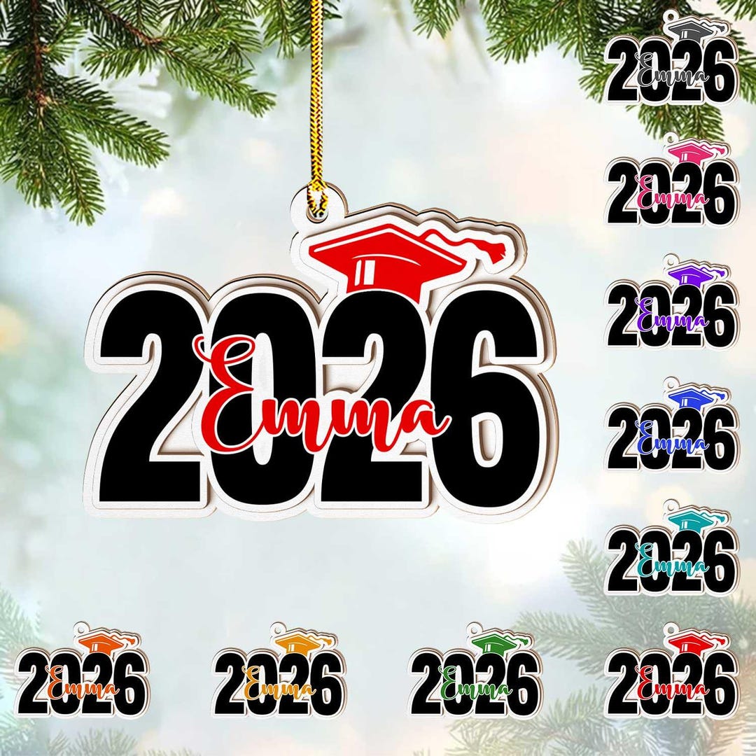 Personalized Graduation Layered Wood Ornament, Class of 2026 Ornament ...