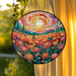 Marigold Art Stained Glass, Orange Flower Sun Catcher, Floral Window Ornament, Vibrant Home Decor, Gift for Flower Lover, Spring Garden Gift