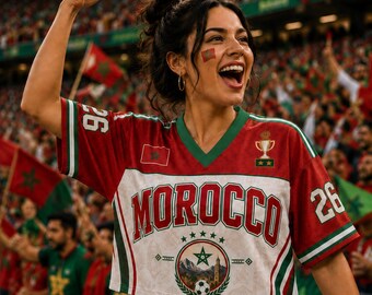Custom Morocco Soccer Crop Jersey, Personalized Morocco Women’s Football Shirt Summer Match 26