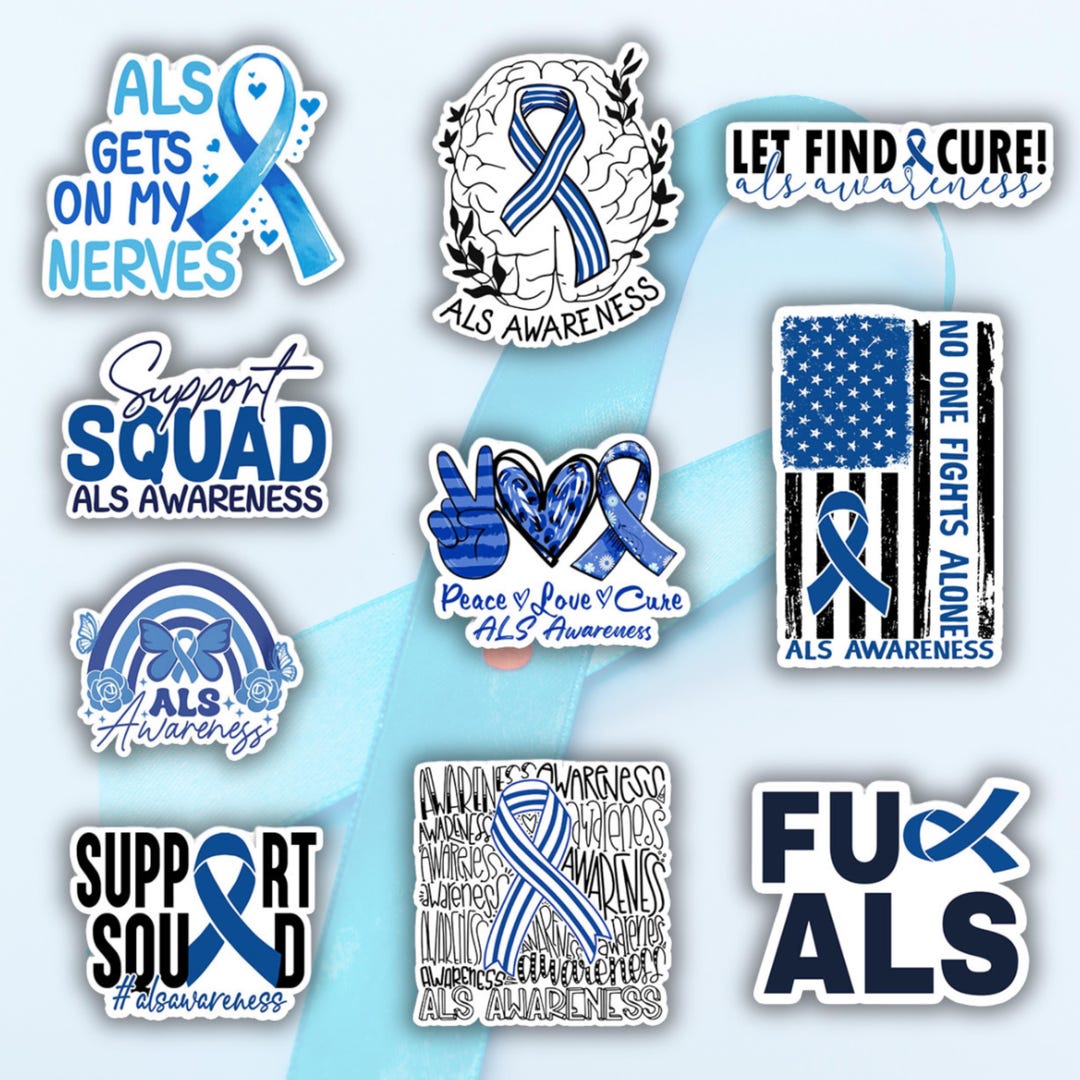 COMBO 10 PCS ALS Awareness Sticker Pack – Als Warrior, Als Blue Ribbon ...