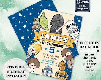 Printable birthday invitation, Star invite, Wars invitation, Darth Vader Birthday Party, instant download Stormtrooper invitation