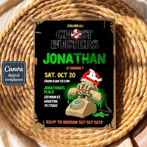 Ghostbusters birthday invitation, Printable editable invite, frozen empire party, ectomobile, boy birthday, digital template