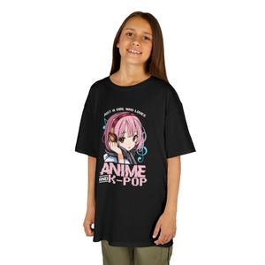 Camiseta de moda infantil con diseño de chica de anime, ropa infantil kawaii para fans de dibujos animados japoneses, top juvenil con personajes de manga, regalo otaku para niños, cumpleaños