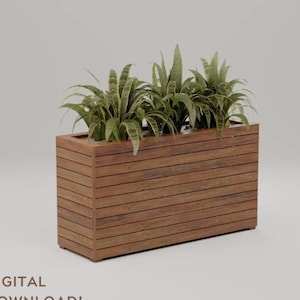 DIY moderne rechthoekige plantenbak met latten, bouwplannen, digitale download