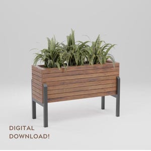 DIY Moderner erhöhter Pflanzkasten mit Latten, Bauplan, Digitala Download