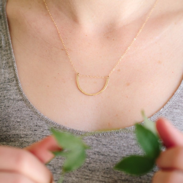 RESERVED - Hammered Gold Hoop Necklace