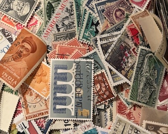 May include: A collection of vintage postage stamps from around the world. The stamps feature a variety of designs, including landscapes, portraits, and abstract art. Some of the stamps are in mint condition, while others show signs of wear and tear. The stamps are a great addition to any stamp collection.