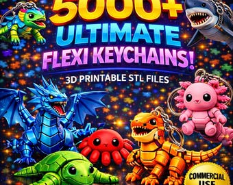 Flexi Animals STL & 3MF Bundle | Articulated 3D Print Models | Print-in-Place Toys | Mini Flexi Animals | Commercial License
