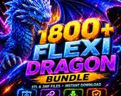 Flexi Dragon STL Bundle | Articulated Dragon 3D Print Files | Print in Place | Flexi Animals & Fidget Toy STL | Instant Download