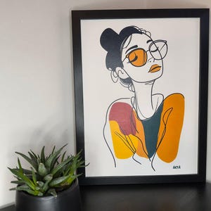 Woman painting, wall art, decorative poster, gift idea