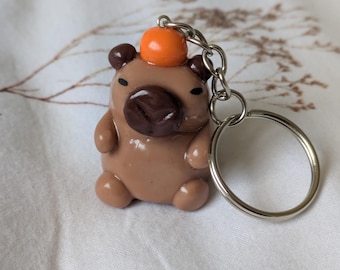 Capybara Polymer Clay Keychain, Cute Animal Keyring, Handmade Bag Accessory