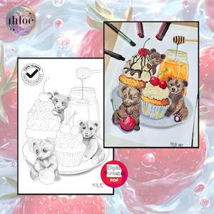 Cherry Muffin Bear Coloring Page - Animals and Food Collection - Ihloe