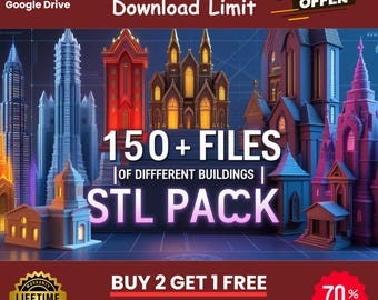 Building STL 150+ files Design Mega Bundle 3D| Skyscrapers, Houses, Cityscapes and Architectural Models for 3D Printing & Design Projects