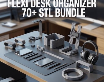 Flexi Desk & Workspace Organizer 70+ 3D STL Files Bundle | Articulated Print in Place Office Storage Models | Printable Desk Accessories