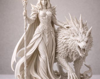 Fantasy Sorceress 3D Model STL | Magical Wizard Woman Figurine | Detailed Mage Sculpture | Tabletop RPG Miniature | 3D Print File Download