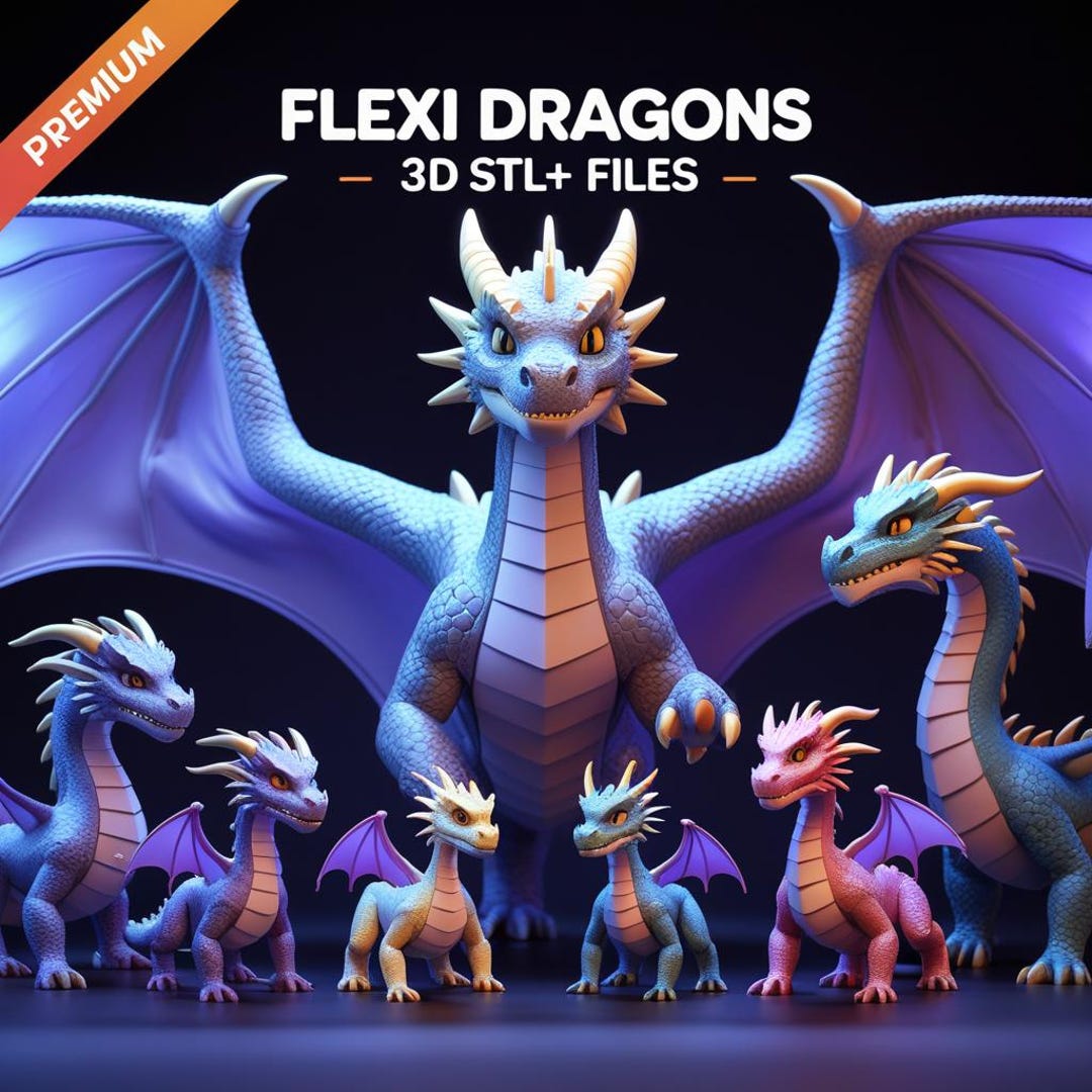 Flexi Dragon 30+ 3D STL Files Bundle | Articulated Flexible Dragon ...