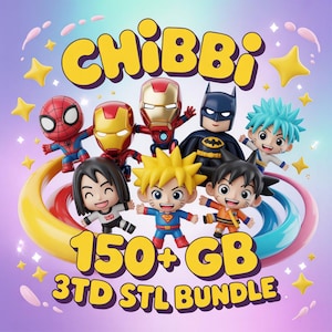 Chibi STL Mega Pack – 3D Printable Stylized Character Models (150+ GB) | Cute Anime & Cartoon Figures STL Files Bundle